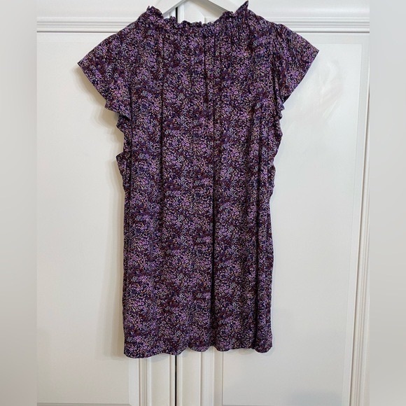 Gap Size Medium Short Ruffled Sleeves Purple and Pink Elastic Neckline Flares - Picture 6 of 8